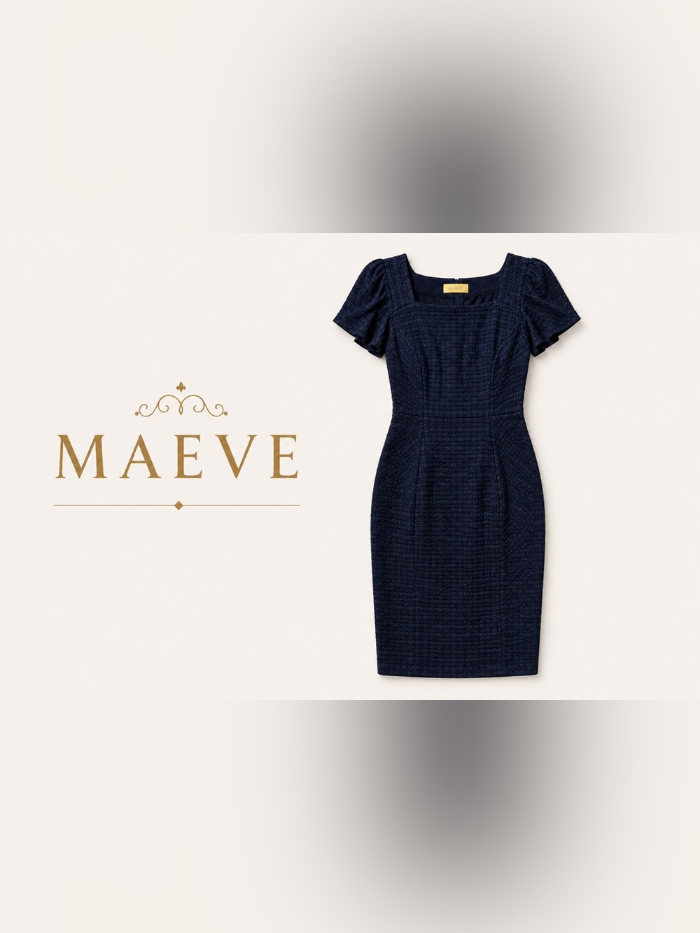 Maeve Anthropologie Navy Textured Flutter Sleeve Dress Small